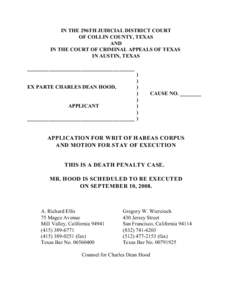 IN THE 296TH JUDICIAL DISTRICT COURT OF COLLIN COUNTY, TEXAS AND IN THE COURT OF CRIMINAL APPEALS OF TEXAS IN AUSTIN, TEXAS ________________________________________