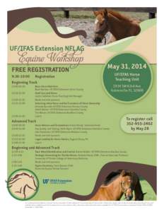 UF/IFAS Extension NFLAG Equine Workshop FREE REGISTRATION May 31, 2014