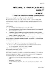 Page 1 of 4  FLOORING & NOISE GUIDELINES[removed]ALTAIR 3 Kings Cross Road Rushcutters Bay Sydney NSW 2011