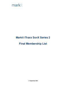 Markit iTraxx SovX Series 2 Final Membership List