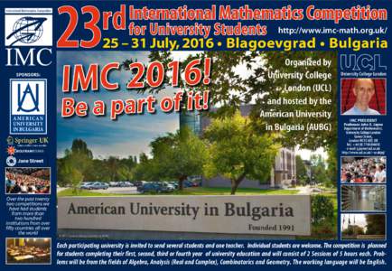 23 IMC rd for University Students  International Mathematics Competition