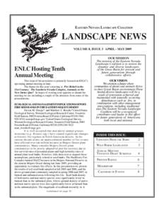 EASTERN NEVADA LANDSCAPE COALITION  LANDSCAPE NEWS VOLUME 8, ISSUE 3 APRIL - MAYENLC Hosting Tenth
