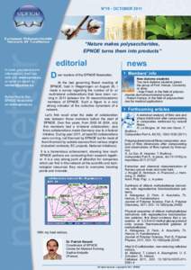 N°19 - OCTOBER 2011  “Nature makes polysaccharides, EPNOE turns them into products”
