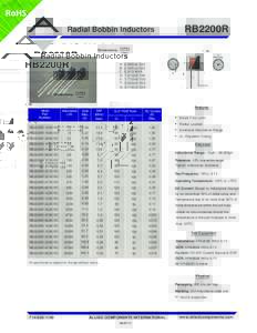 RoHS  RB2200R Radial Bobbin Inductors Dimensions: