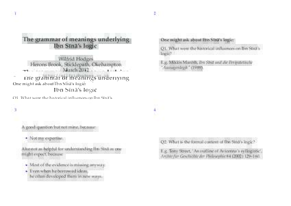 1  2 The grammar of meanings underlying Ibn S¯ın¯a’s logic