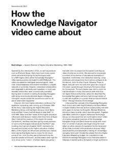 November 20, 2011  How the Knowledge Navigator video came about