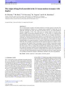 MNRAS 451, 2399–doi:mnras/stv1109 The origin of long-lived asteroids in the 2:1 mean-motion resonance with Jupiter