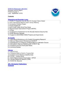 Meteorology / Physical geography / Earth / Climate modeling / Air Resources Laboratory / Air pollution in the United States / Office of Oceanic and Atmospheric Research / Atmospheric dispersion modeling / Mesonet / Weather station / Atmospheric model / National Oceanic and Atmospheric Administration