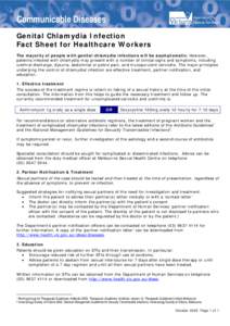 Communicable Diseases Genital Chlamydia Infection Fact Sheet for Healthcare Workers The majority of people with genital chlamydia infections will be asymptomatic. However, patients infected with chlamydia may present wit
