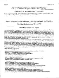 poge l0  lmoge; I.lo. 15 FirsfSoutheosternLineorAlgebro Conference Chottonoogo,Tennesee:Moy 27-28,1994