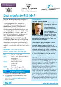 Does regulation kill jobs?  SSC & ANZSOG PRESENT: We know regulation creates jobs for regulators but what about in the market economy?