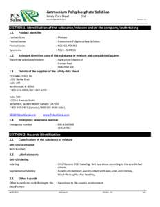 Ammonium Polyphosphate Solution Safety Data Sheet 216  Revision date:
