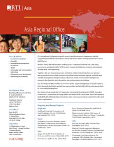 Asia Regional Office  Core Capabilities •	 Economic development •	Education •	 Environmental management