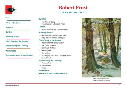 Robert Frost TABLE OF CONTENTS Home  Syllabus