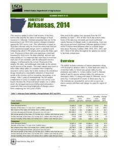 R E SOU R CE UP D AT E FSFORESTS OF Arkansas, 2014 This resource update is a brief look at some of the basic