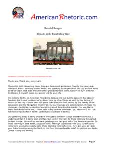 AmericanRhetoric.com  Ronald Reagan  Remarks at the Brandenburg Gate  Delivered 12 June 1987 