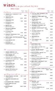 wines  by the glass and bottle July 2018 red wines white wines by the