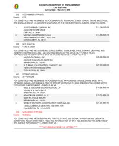 Alabama Department of Transportation Low Bid Sheet Letting Date: March 27, County: