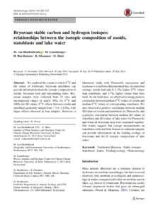 Hydrobiologia:209–223 DOIs10750y PRIMARY RESEARCH PAPER  Bryozoan stable carbon and hydrogen isotopes: