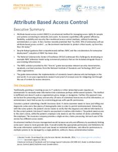 NIST SP 1800-3a Attribute Based Access Control Practice Guide Executive Summary