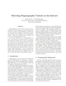 Detecting Steganographic Content on the Internet Niels Provos Peter Honeyman Center for Information Technology Integration