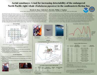 Aerial sonobuoys: A tool for increasing detectability of the endangered North Pacific right whale (Eubalaena japonica) in the southeastern Bering Sea Brenda K. Rone, Catherine L. Berchok, Phillip J. Clapham National Mari