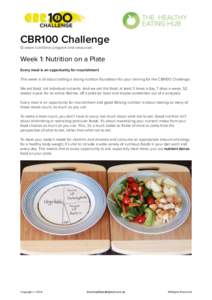 CBR100 Challenge 12 week nutritional program and resources. Week 1: Nutrition on a Plate Every meal is an opportunity for nourishment This week is all about setting a strong nutrition foundation for your training for the
