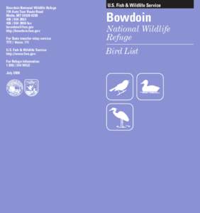 Bowdoin National Wildlife Refuge - Bird List