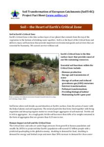 Soil Transformation of European Catchments (SoilTrEC) Project Fact Sheet (www.soiltec.ec) u)  Soil – the Heart of Earth’s Critical Zone
