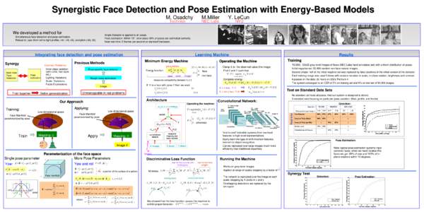 Synergistic Face Detection and Pose Estimation with Energy-Based Models M. Osadchy M.Miller  Technion