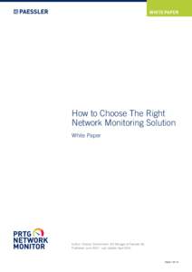 WHITE PAPER  How to Choose The Right Network Monitoring Solution White Paper