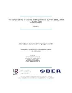 The comparability of Income and Expenditure Surveys 1995, 2000 andDEREK YU Stellenbosch Economic Working Papers: 11/08
