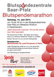 Blutspendezentrale Saar-Pfalz Blutspendemarathon
