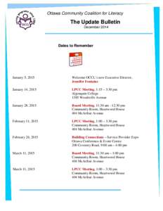 Ottawa Community Coalition for Literacy  The Update Bulletin DecemberDates to Remember