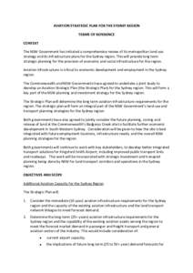 AVIATION STRATEGIC PLAN FOR THE SYDNEY REGION - Terms of Reference