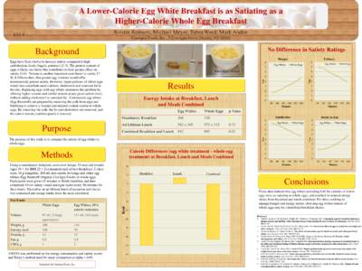 A Lower-Calorie Egg White Breakfast is as Satiating as a Higher-Calorie Whole Egg Breakfast Kristin Reimers, Michael Meyer, Tabra Ward, Mark Andon 853.4