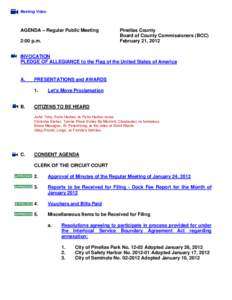 BCC Regular Public Meeting - Agenda, February 21, 2012