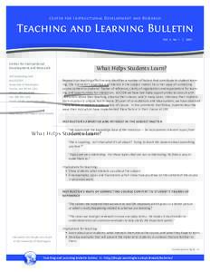 Center for Instructional Development and Research  Teaching and Learning Bulletin Vol. 5 no. 1  Center for Instructional 