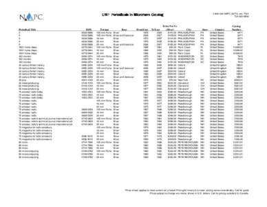 NAPC (6272), ext6500 UMI(r) Periodicals in Microform Catalog  Periodical Title