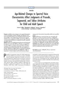 JSLHR  Article Age-Related Changes to Spectral Voice Characteristics Affect Judgments of Prosodic,