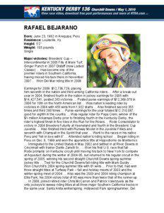 RAFAEL BEJARANO Born: June 23, 1982 in Arequipa, Peru Residence: Louisville, Ky.