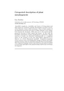 Categorical description of plant morphogenesis Ivan Rudskiy Laboratory of scientific projects, St-Petersburg, RUSSIA []