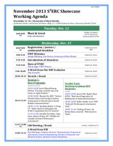 [removed]November 2013 S²ERC Showcase Working Agenda November 13-14 • University of West Florida