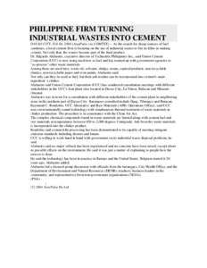 Microsoft Word - PHILIPPINE-FIRM-TURNING-INDUSTRIAL-WASTES-INTO-CEMENT.doc