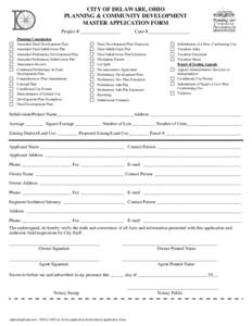 CITY OF DELAWARE, OHIO PLANNING & COMMUNITY DEVELOPMENT MASTER APPLICATION FORM Project # ________________ Planning Commission Amended Final Development Plan