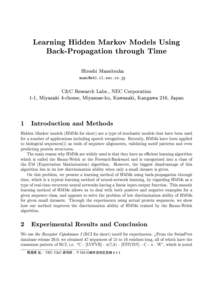 Learning Hidden Markov Models Using Back-Propagation through Time Hiroshi Mamitsuka  