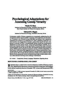 Assessing Gossip Veracity  337 Psychological Adaptations for Assessing Gossip Veracity