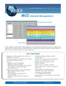 MCC  Console Management Console Selection Window  Alert Window