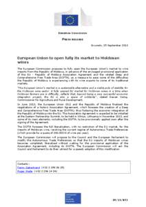 EUROPEAN COMMISSION  PRESS RELEASE Brussels, 25 September[removed]European Union to open fully its market to Moldovan