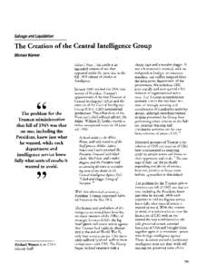 Salvage and Liquidation  The Creation of the Central Intelligence Group